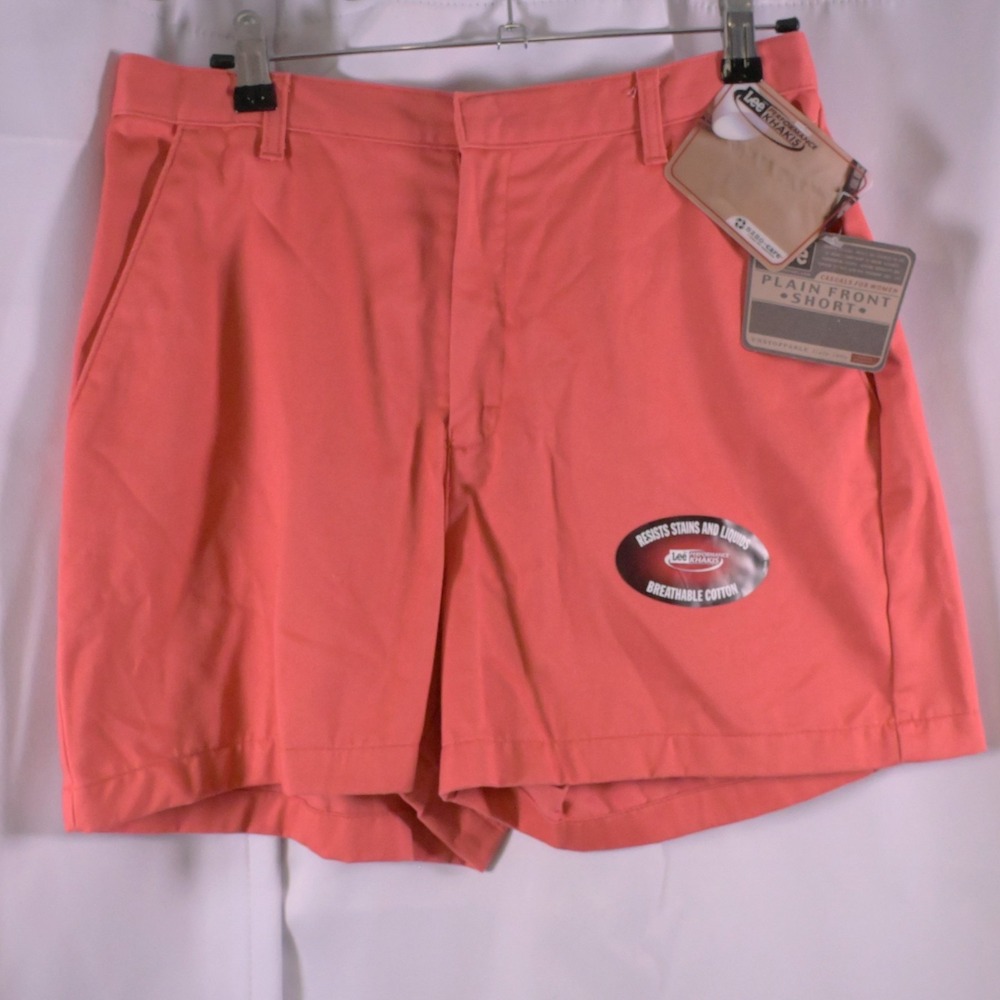 NWT Lee Performance Bright Coral High Rise Cotton Khaki Shorts Women's 10 30x3.5